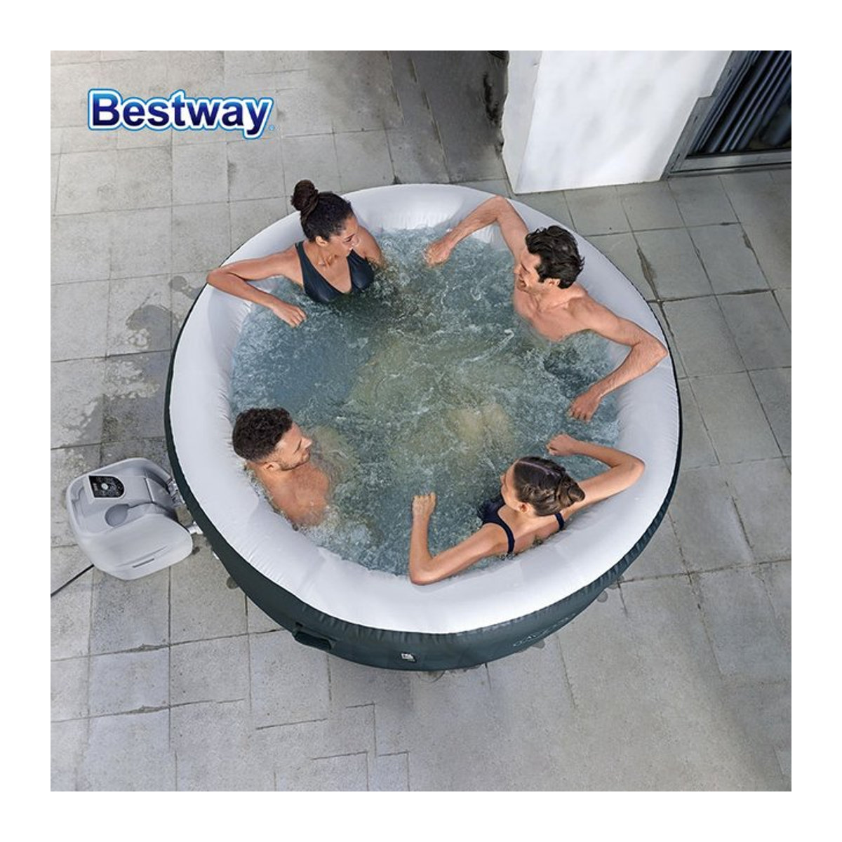 Bestway Lay-Z-Spa Miami Wave aufblasbarer Whirlpool in Dunkelgrün, Durchmesser: 1,96 m, Höhe: 66 cm - Bild 1