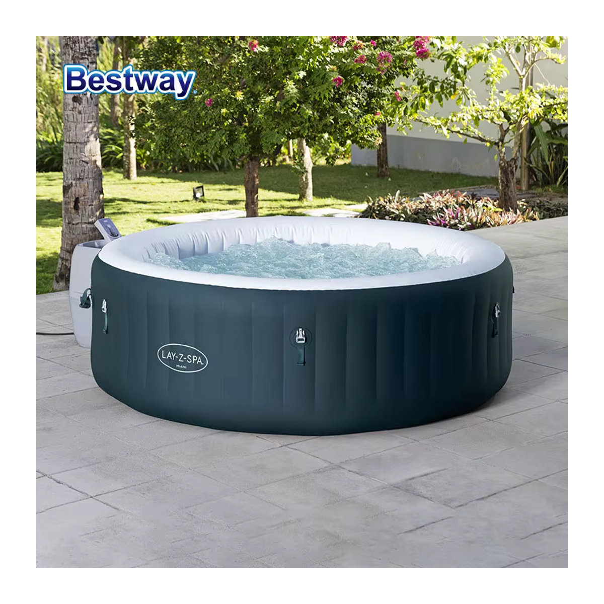 Bestway Lay-Z-Spa Miami Wave aufblasbarer Whirlpool in Dunkelgrün, Durchmesser: 1,96 m, Höhe: 66 cm - Bild 4