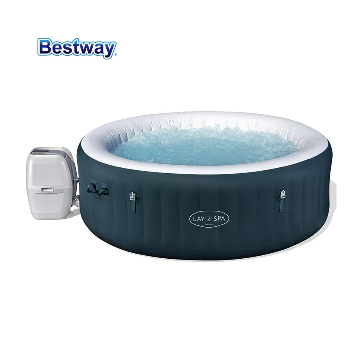 Bestway Lay-Z-Spa Miami Wave aufblasbarer Whirlpool in Dunkelgrün, Durchmesser: 1,96 m, Höhe: 66 cm - Bild 6