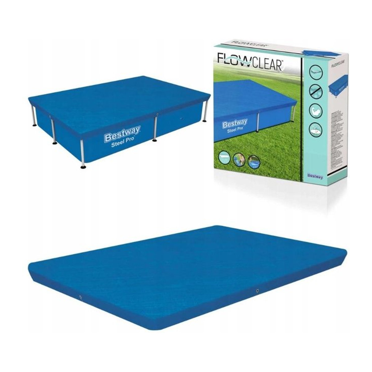 Bestway Poolabdeckung mit Gestell in Blau B: 221 cm, T: 150 cm - Bild 1