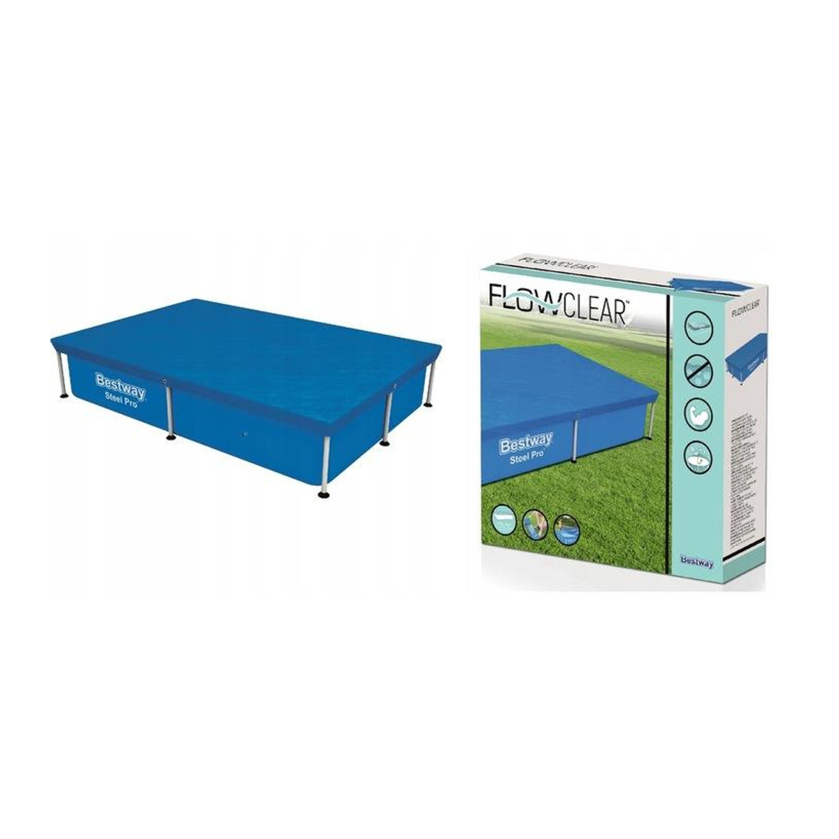 Bestway Poolabdeckung mit Gestell in Blau B: 221 cm, T: 150 cm - Bild 6