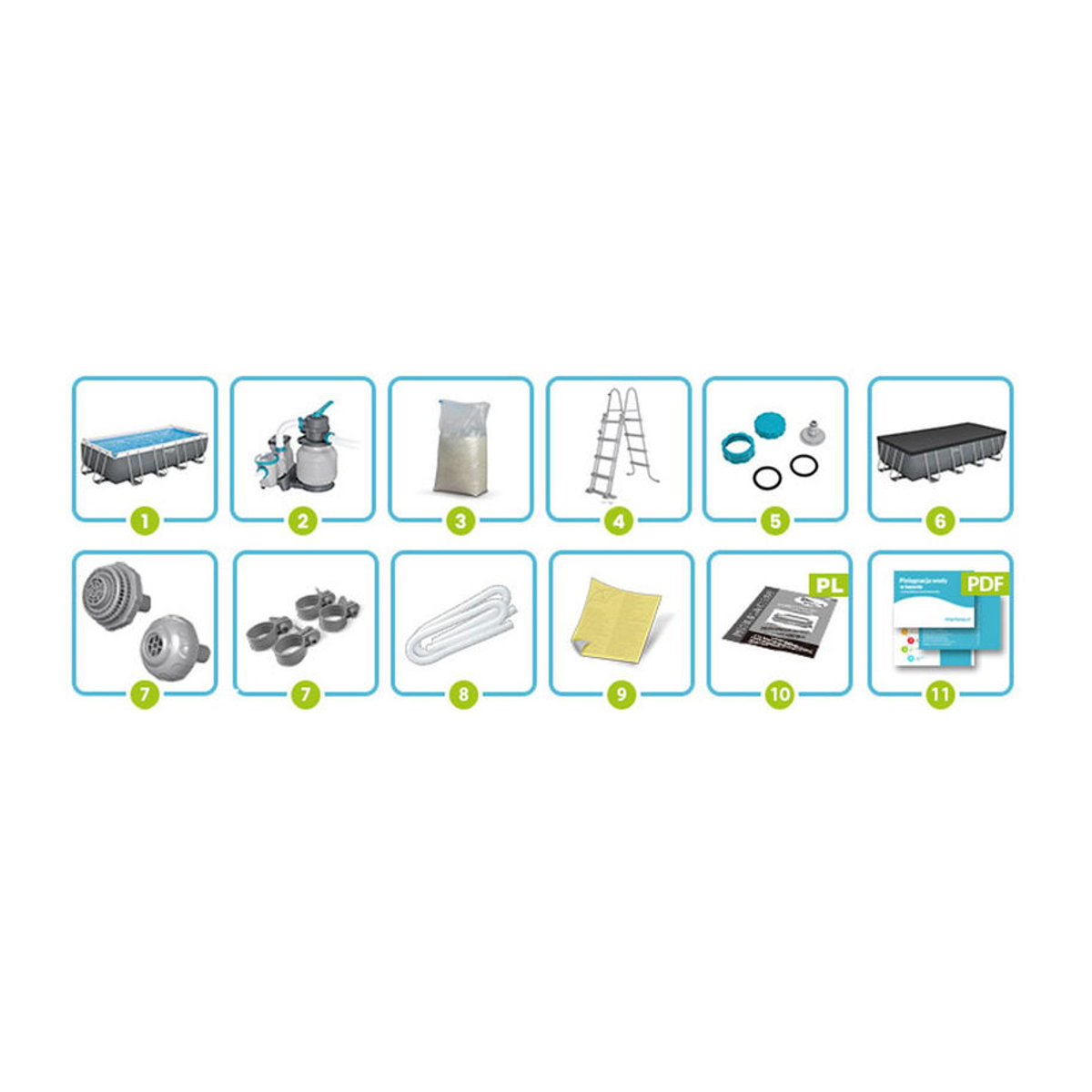 Bestway Rahmen-Gartenpool 12-in-1 in Blau aus Metall und Kunststoff B/T/H: 640 x 274 x 132 cm - Bild 2