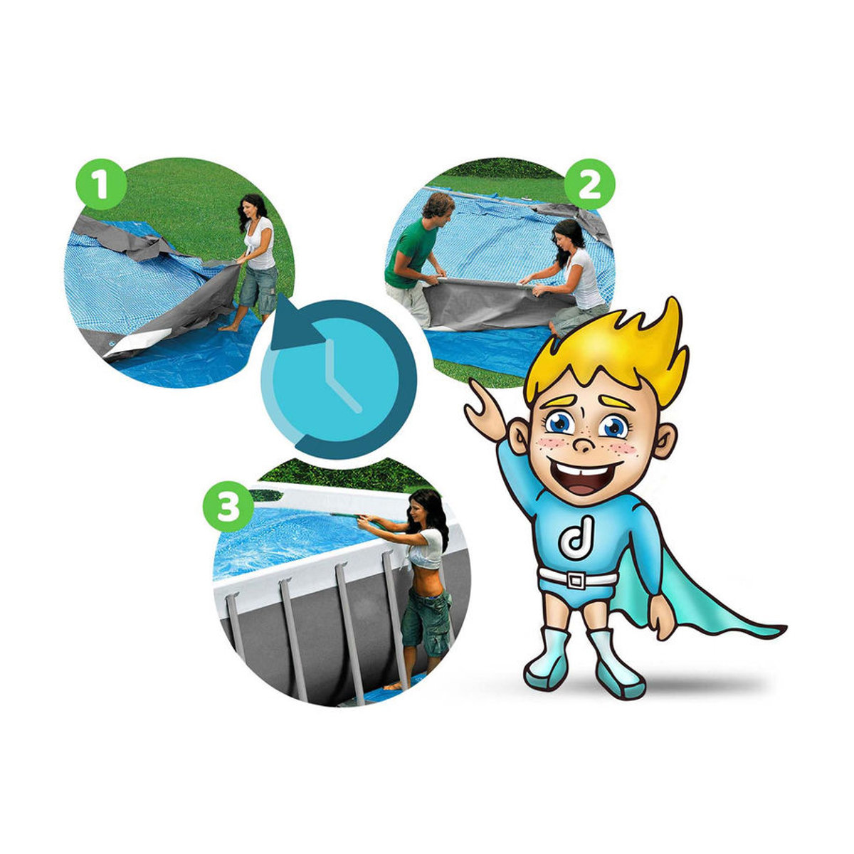 Bestway Rahmen-Gartenpool 12-in-1 in Blau aus Metall und Kunststoff B/T/H: 640 x 274 x 132 cm - Bild 3