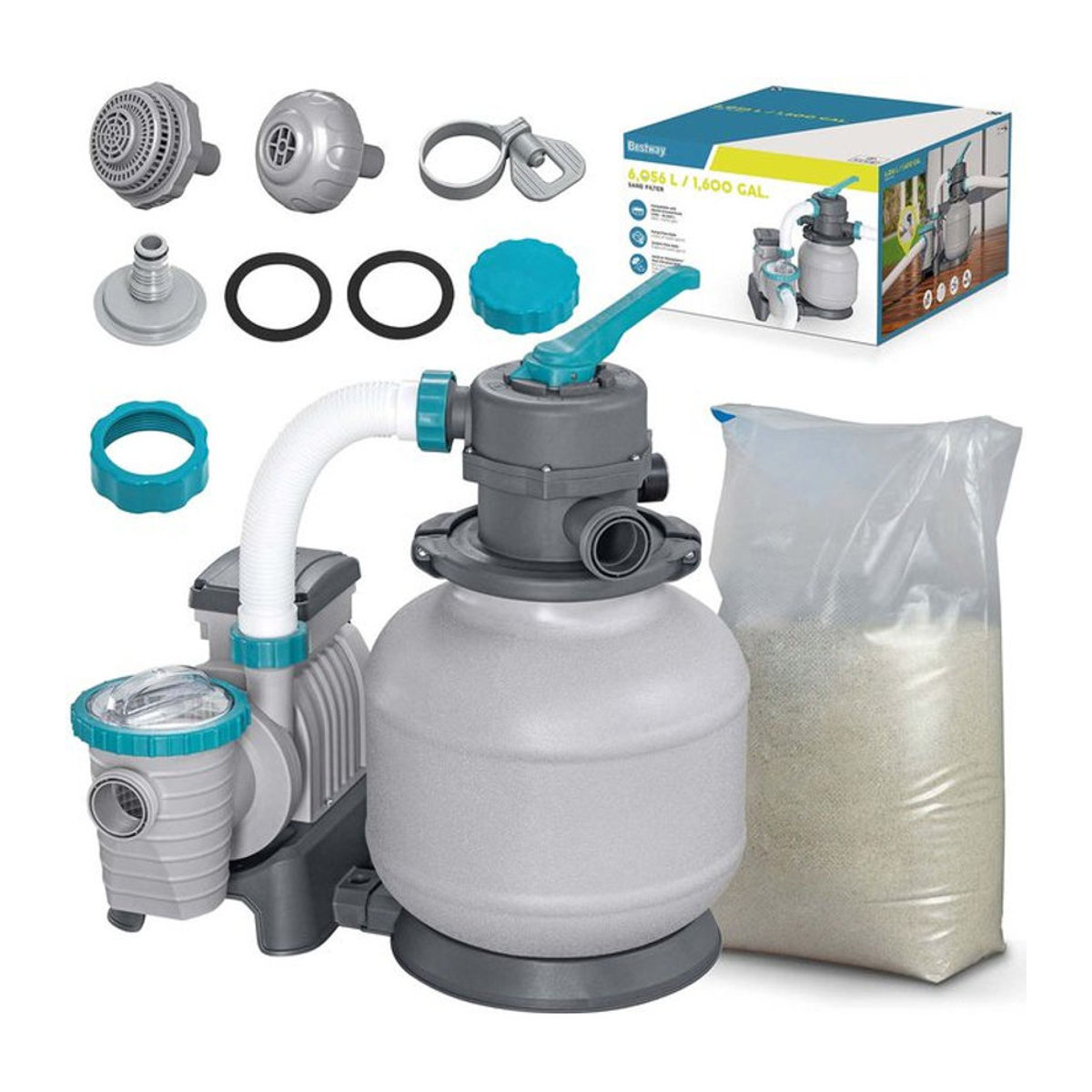 Bestway Sandfilterpumpe 6056 L/H mit 25 kg Sand in Grau - Bild 1