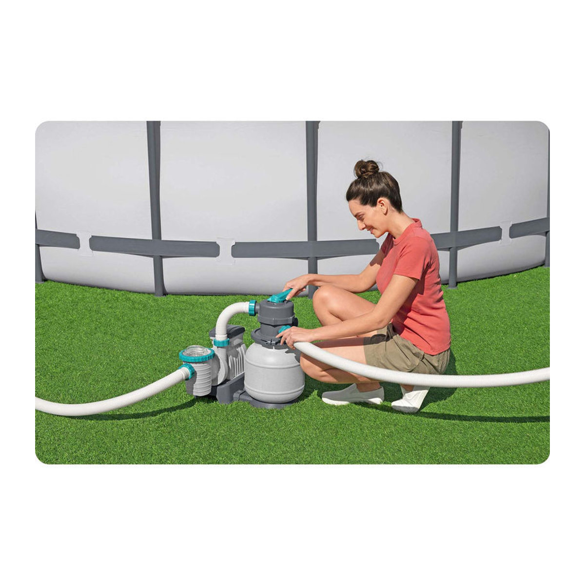 Bestway Sandfilterpumpe 6056 L/H mit 25 kg Sand in Grau - Bild 2