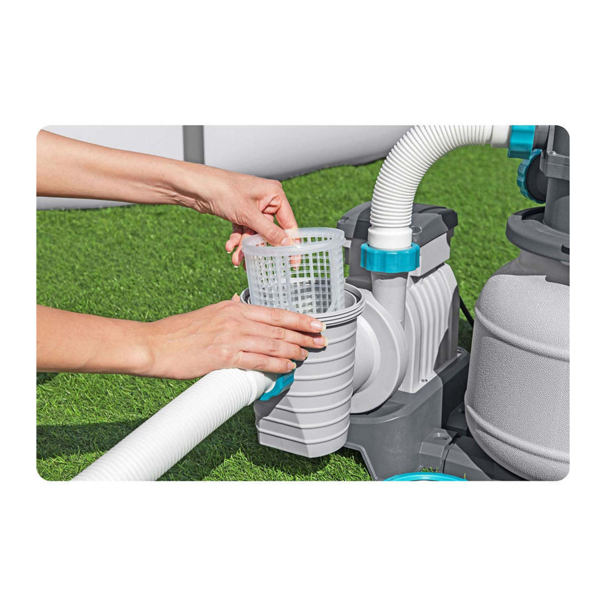Bestway Sandfilterpumpe 6056 L/H mit 25 kg Sand in Grau - Bild 4