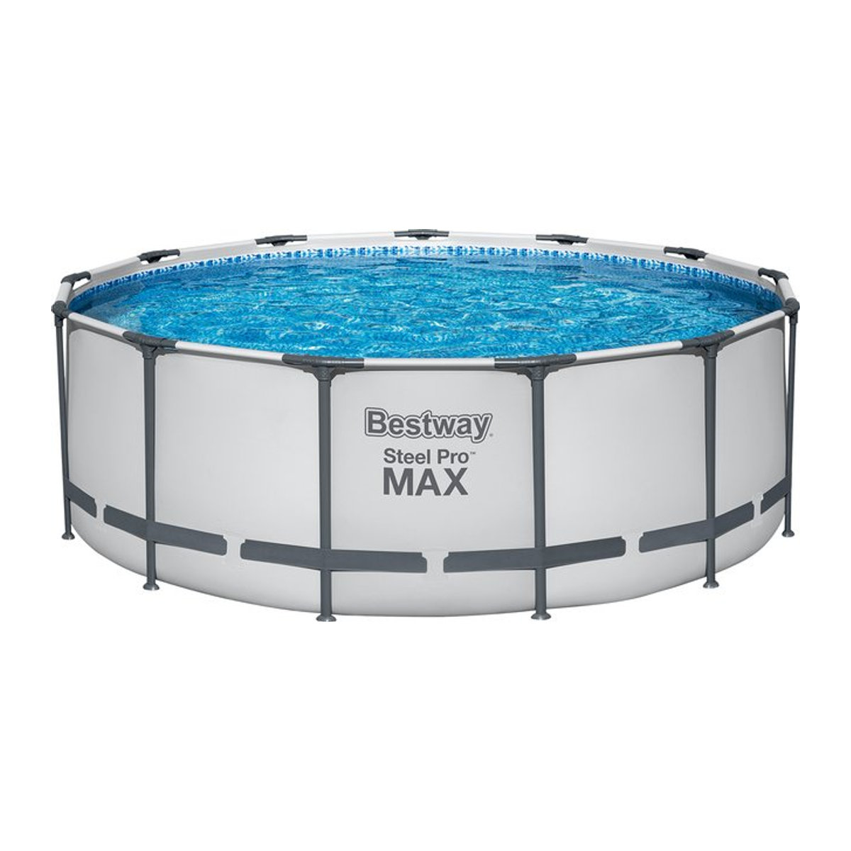 Bestway Steel ProMAX Stahlrahmenpool-Set mit Filterpumpe, rund, Grau/Blau, Durchmesser: 396 cm, Höhe: 122 cm - Bild 1