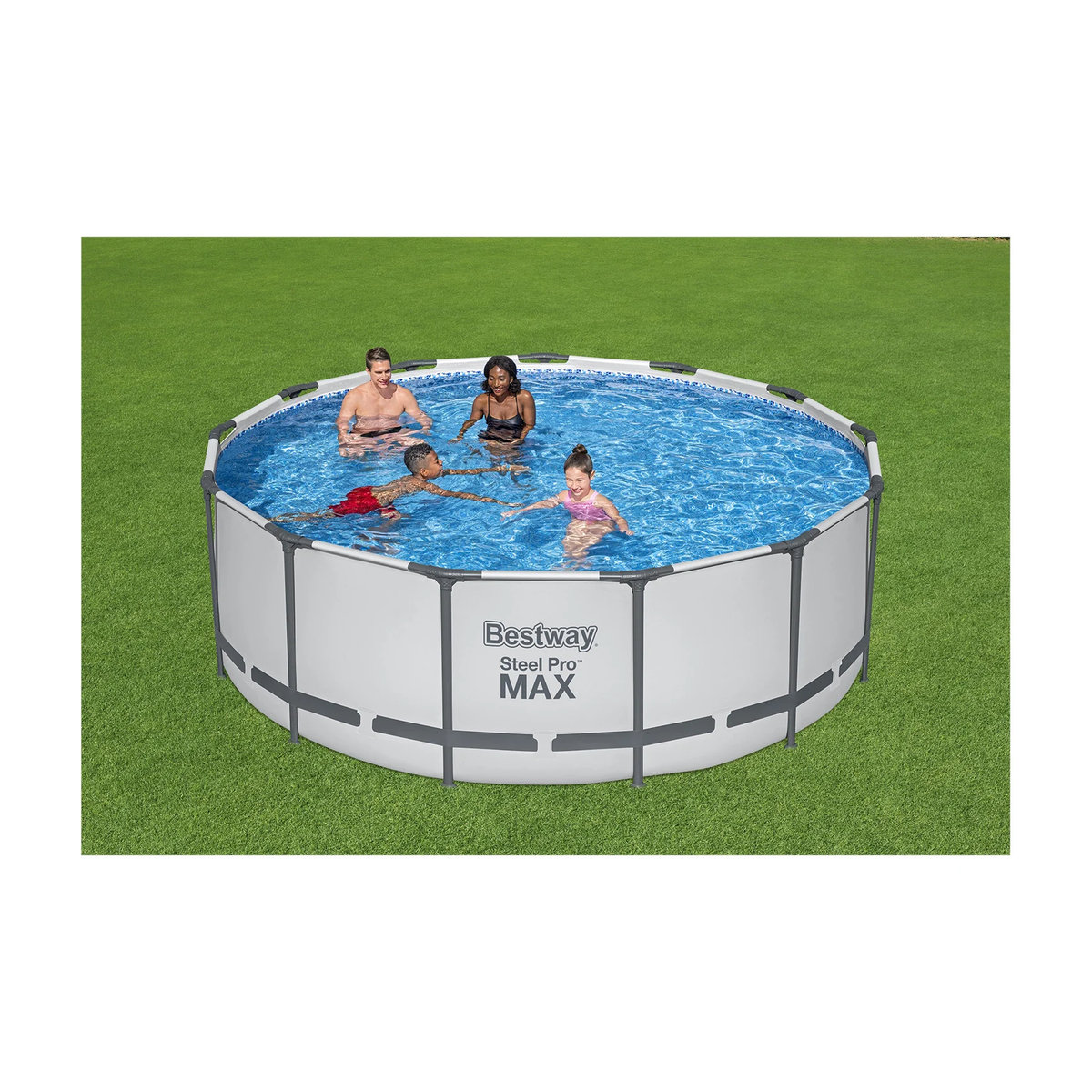 Bestway Steel ProMAX Stahlrahmenpool-Set mit Filterpumpe, rund, Grau/Blau, Durchmesser: 396 cm, Höhe: 122 cm - Bild 2
