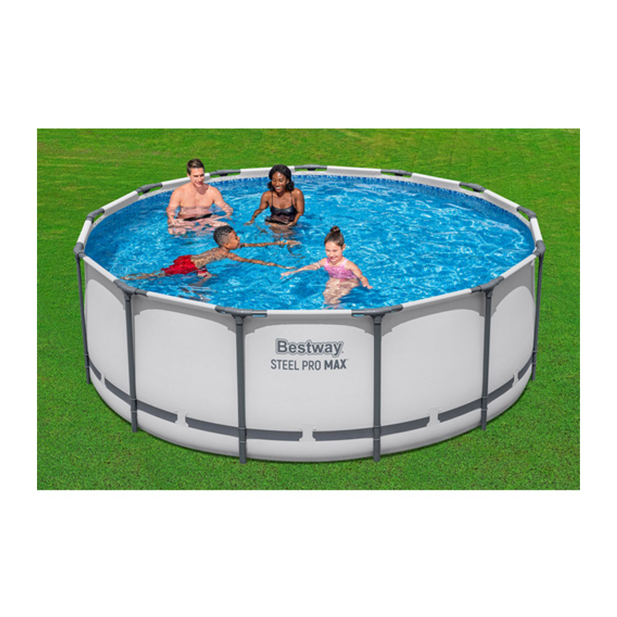 Bestway Steel ProMAX Stahlrahmenpool-Set mit Filterpumpe, rund, Grau/Blau, Durchmesser: 396 cm, Höhe: 122 cm - Bild 5