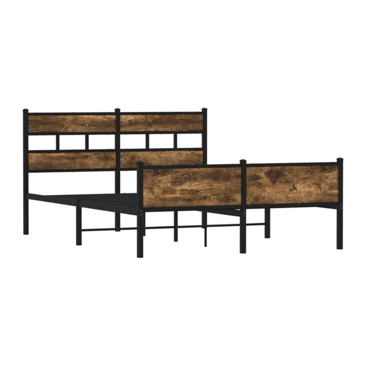 Bettgestell aus Holzwerkstoff und Metall im Industrial Design von vidaxl, Farbe Braun, B/T/H: 140 x 190 cm - Bild 1