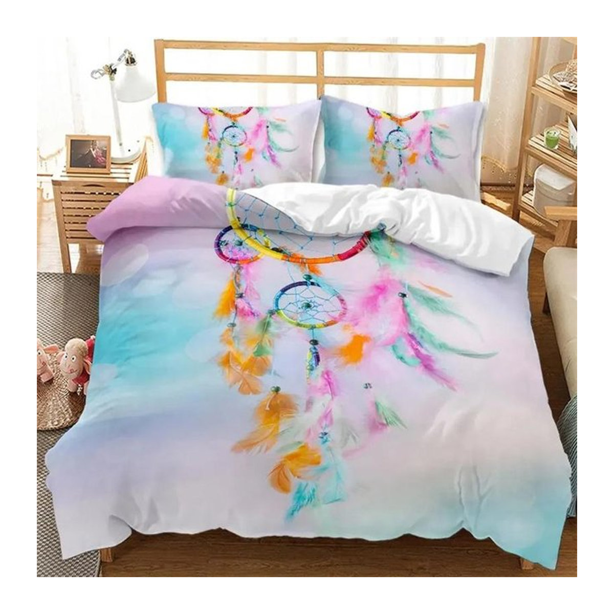 Bettwäsche mit Traumfänger- und Mandala-Design im Boho-Stil von Binchi Fitness, Weiß/Mehrfarbig, B/H: 200 x 230 cm - Bild 1