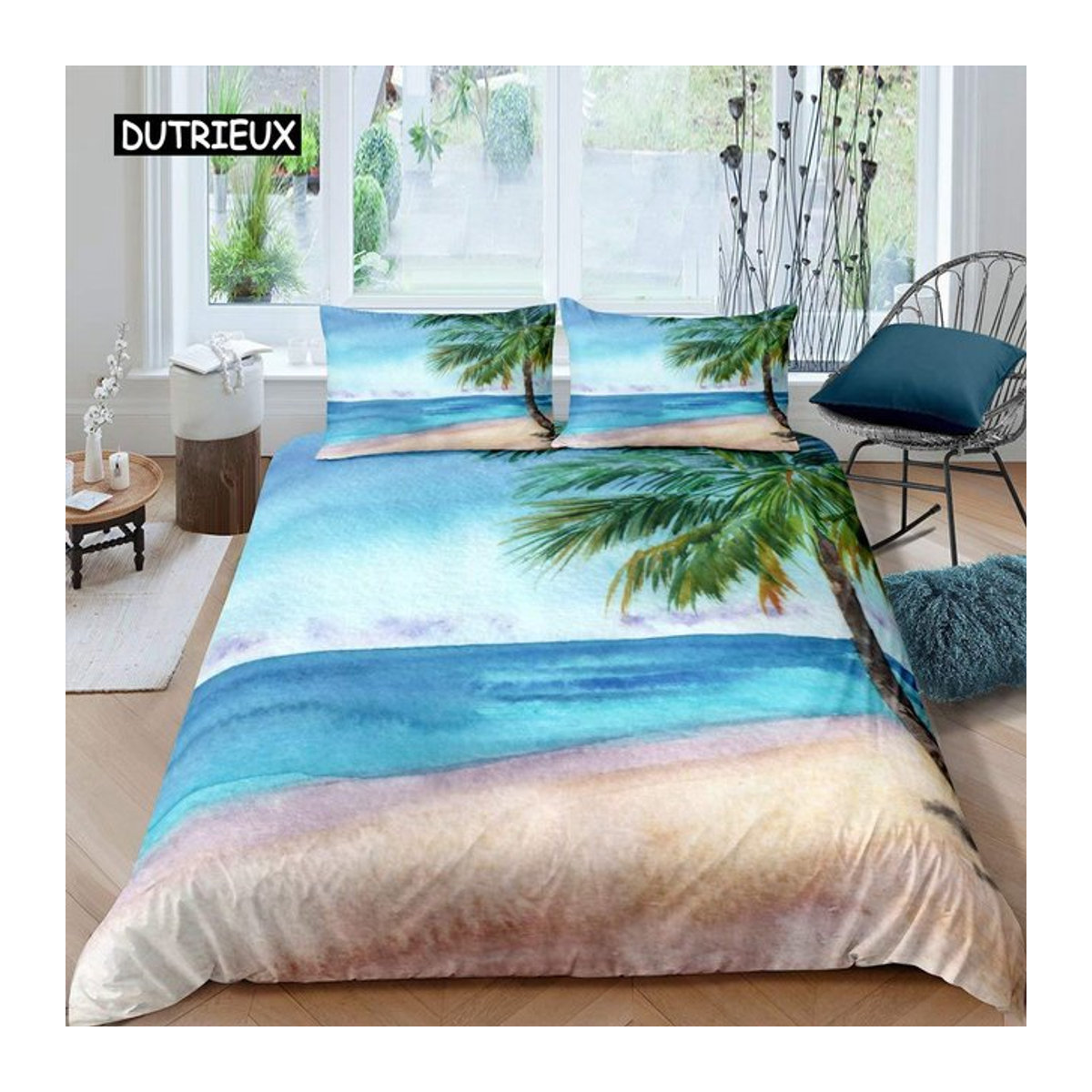 Bettwäsche Set Atollsee von Binchi Outdoor Product mit Palmen und Sonnenuntergang Motiv, mehrfarbig, B/H: 140 x 200 cm - Bild 1