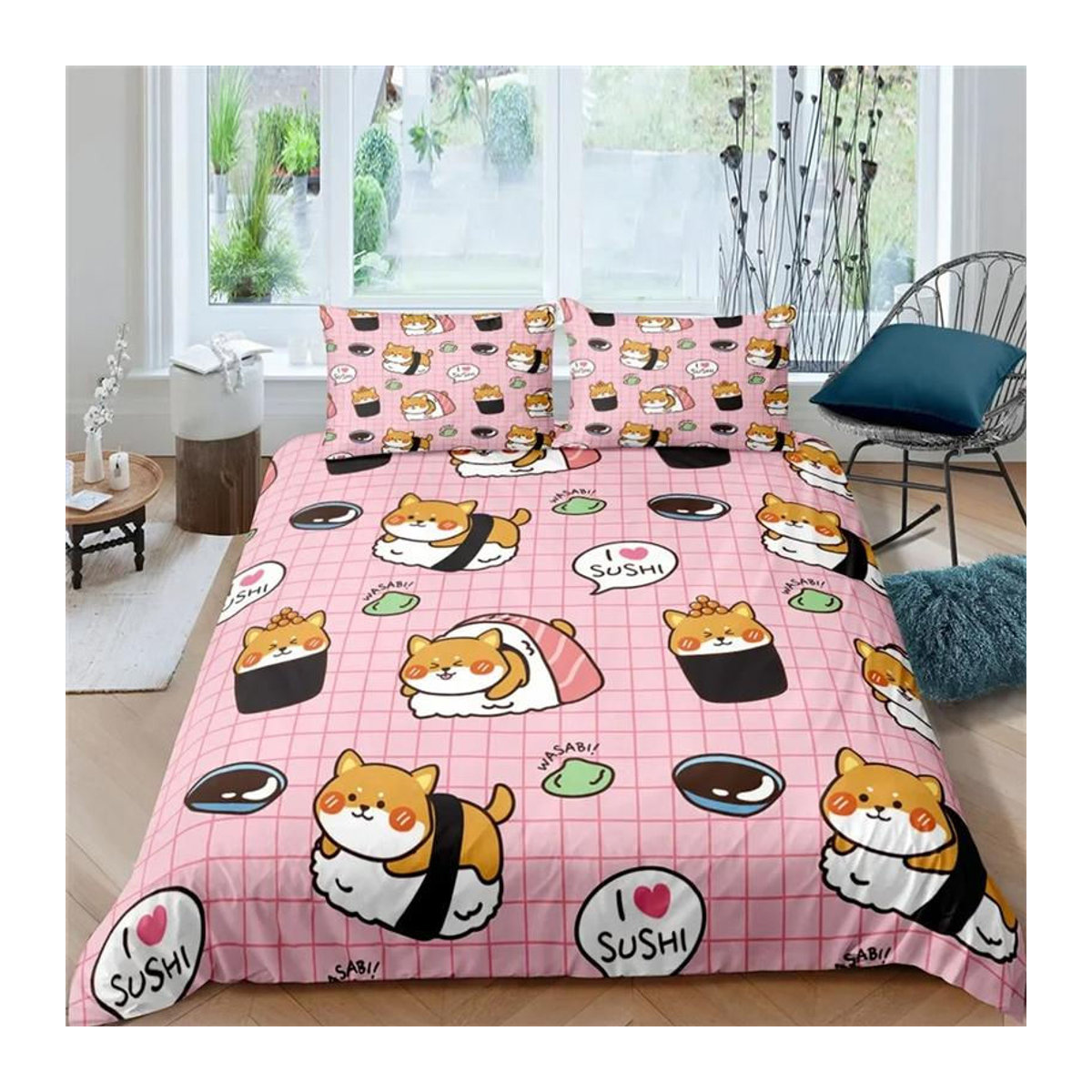 Bettwäsche Set Cartoon Niedlicher Hund Hase in Weiß für Kinder und Teenager, 2-teilig, B/H: 135 x 200 cm - Bild 2