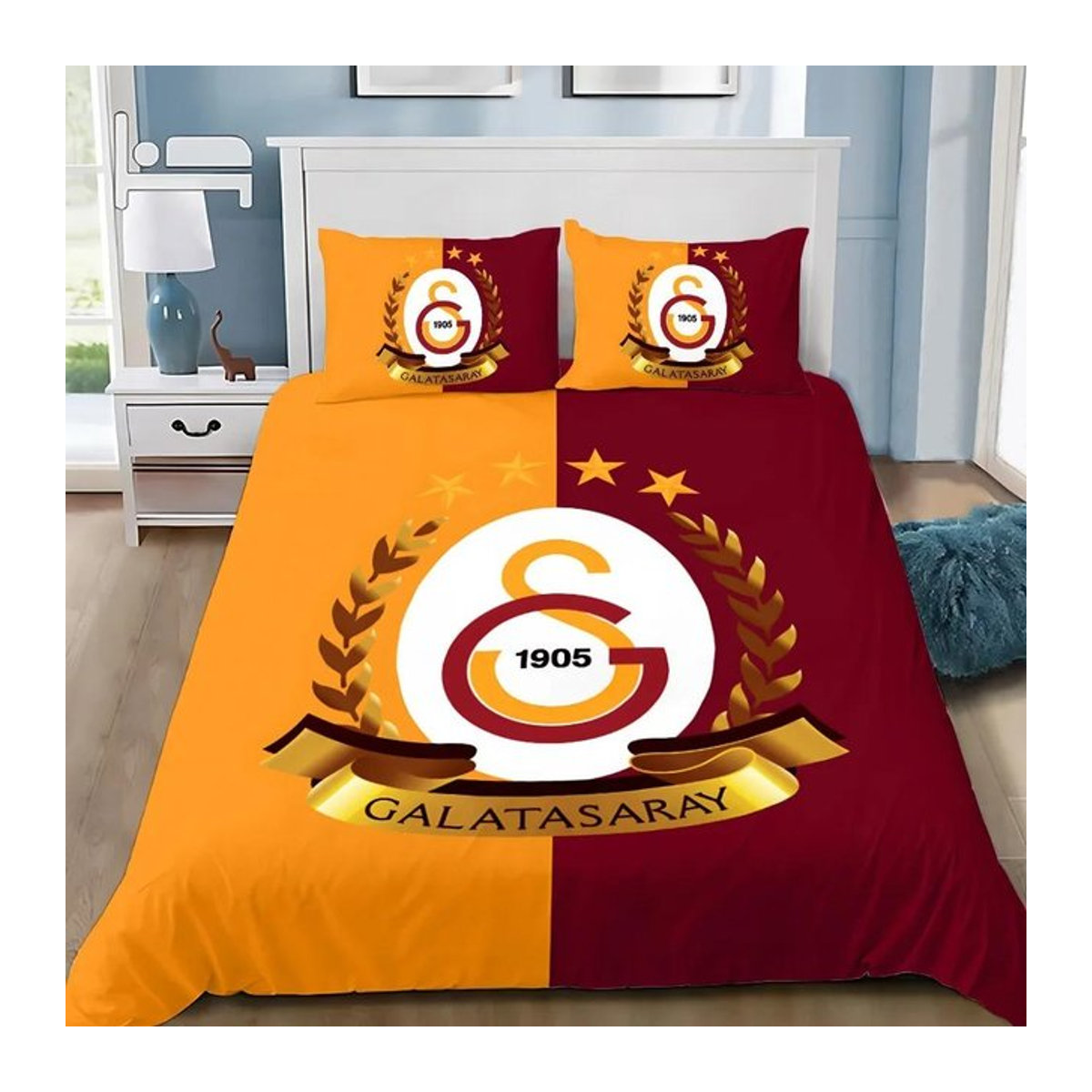 Bettwäsche-Set Galatasaray mit Logo Fußballverein von JMG Household Supplies, mehrfarbig, B/H: 200 x 200 cm - Bild 1