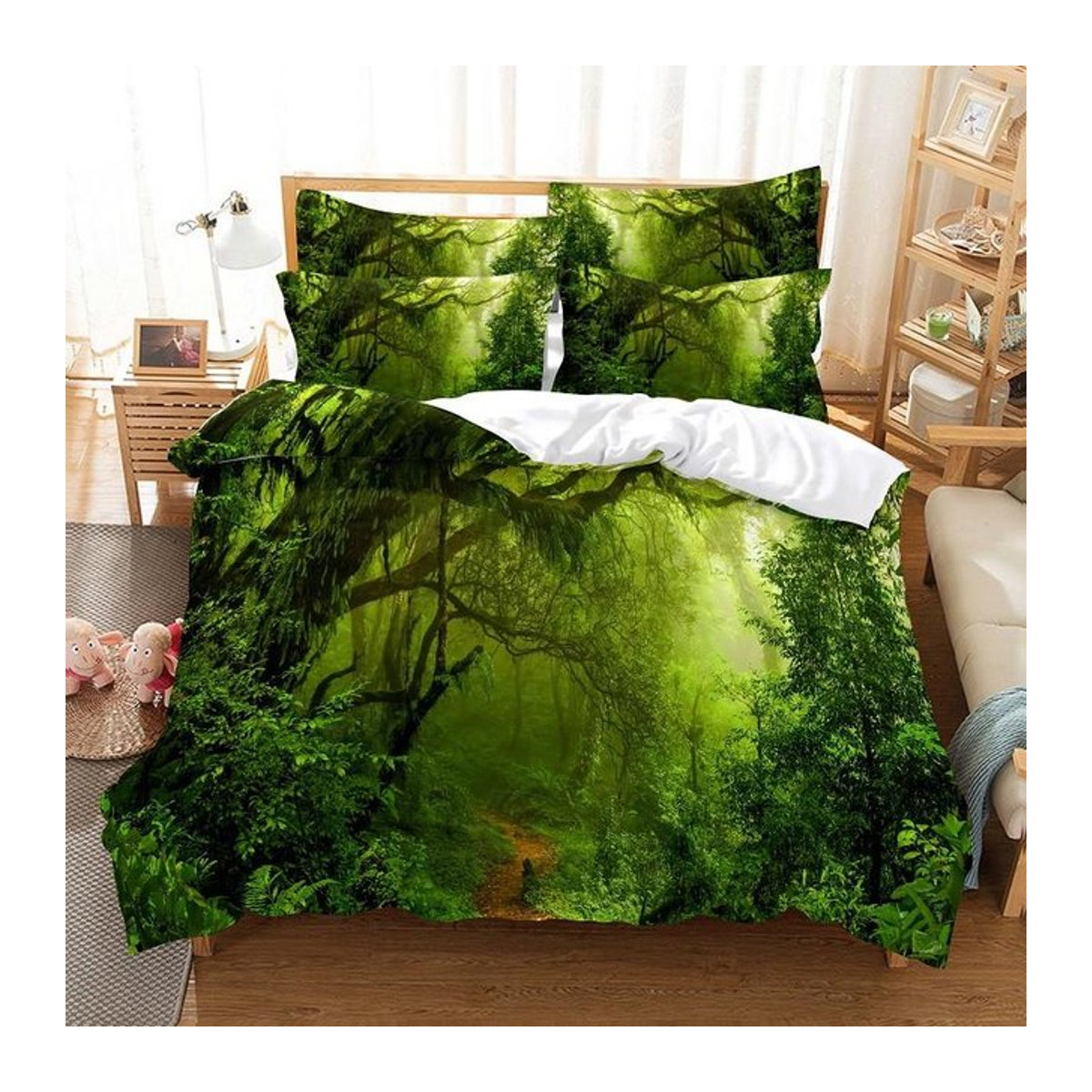 Bettwäsche-Set Magischer Wald mit 3D-Digitaldruck von Binchi Outdoor Product in Grün, B/H: 140 x 210 cm - Bild 1