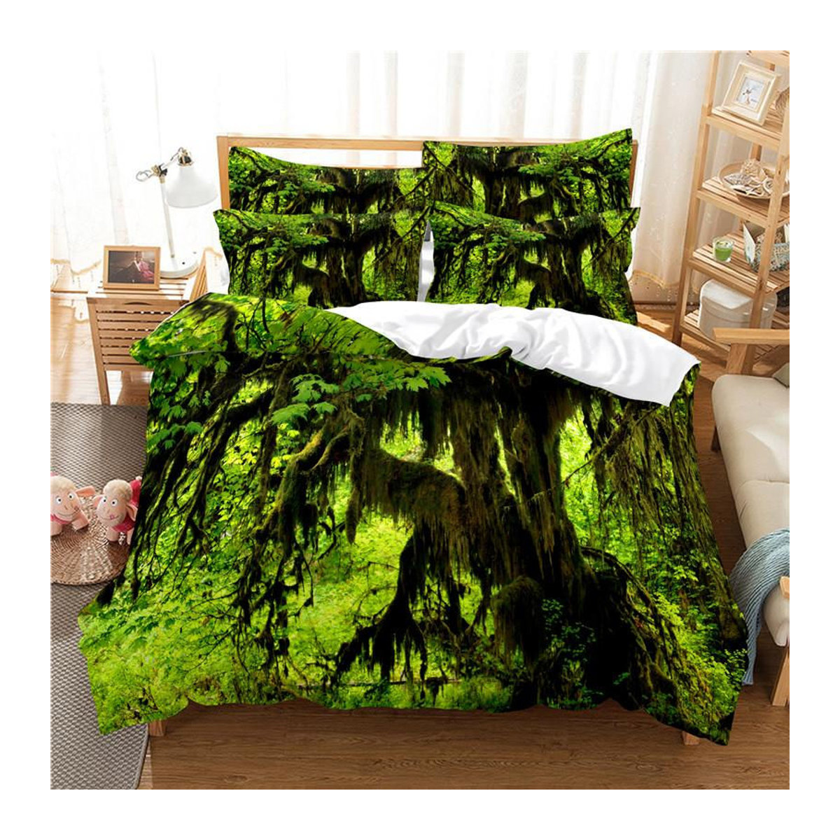Bettwäsche-Set Magischer Wald mit 3D-Digitaldruck von Binchi Outdoor Product in Grün, B/H: 140 x 210 cm - Bild 2