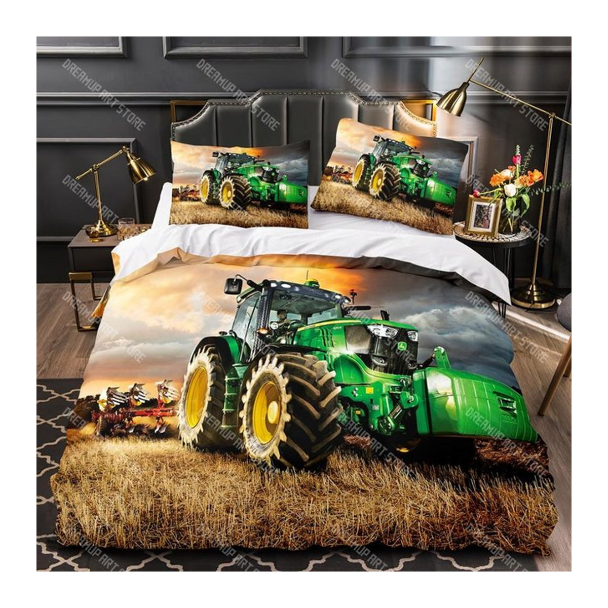 Bettwäsche Set mit Traktor und Baustellenfahrzeug Muster von Lodestar, mehrfarbig, B/H: 240 x 220 cm - Bild 1