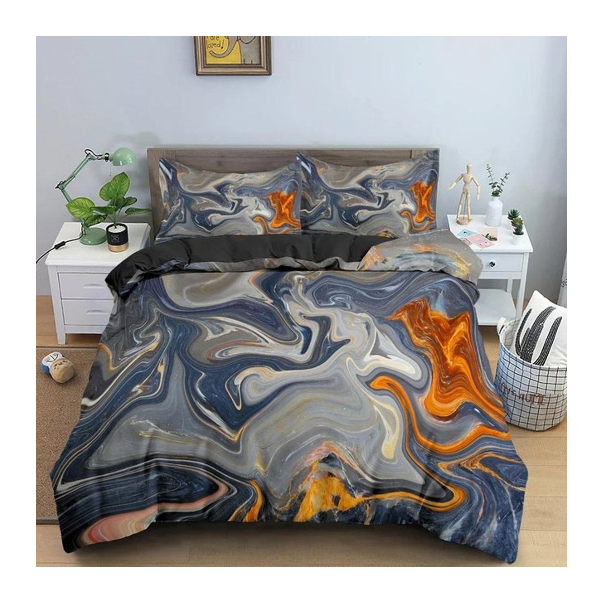 Bettwäscheset Binchi Outdoor Product mit abstraktem Marmorstrukturmuster in Mehrfarbig, inklusive Bettbezug und Kissenbezug, Queen Size B/H: 210 x 210 cm - Bild 1