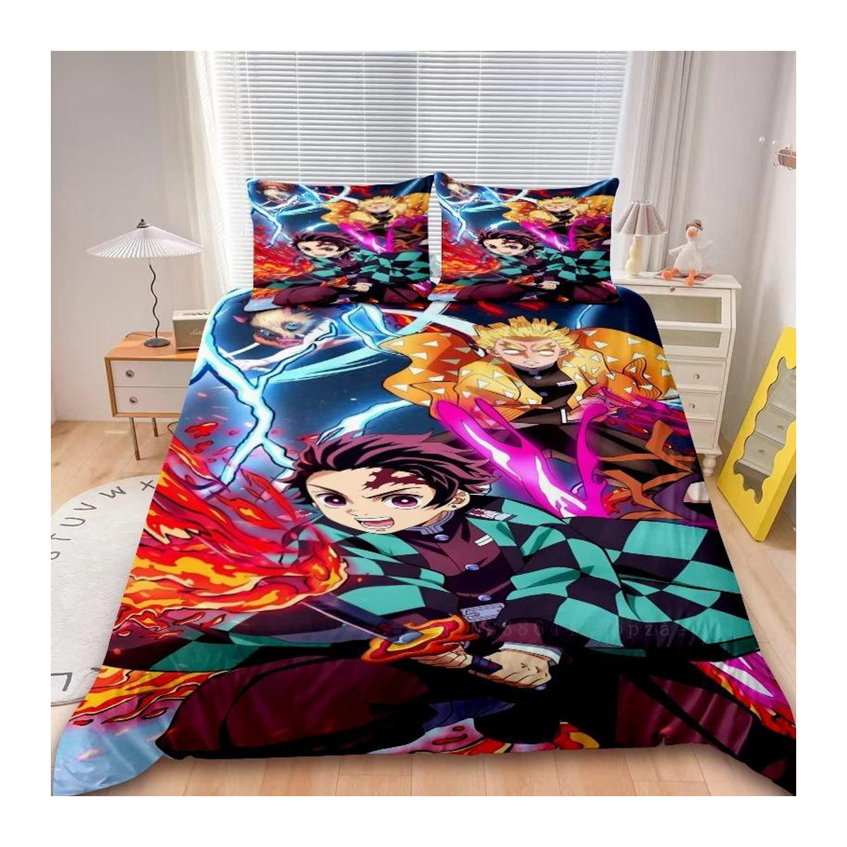 Bettwäscheset Demon Slayer 3D Digitaldruck Muichiro Tokito Anime Design von JMG Household Supplies, mehrfarbig, B/H: 135 x 200 cm - Bild 1
