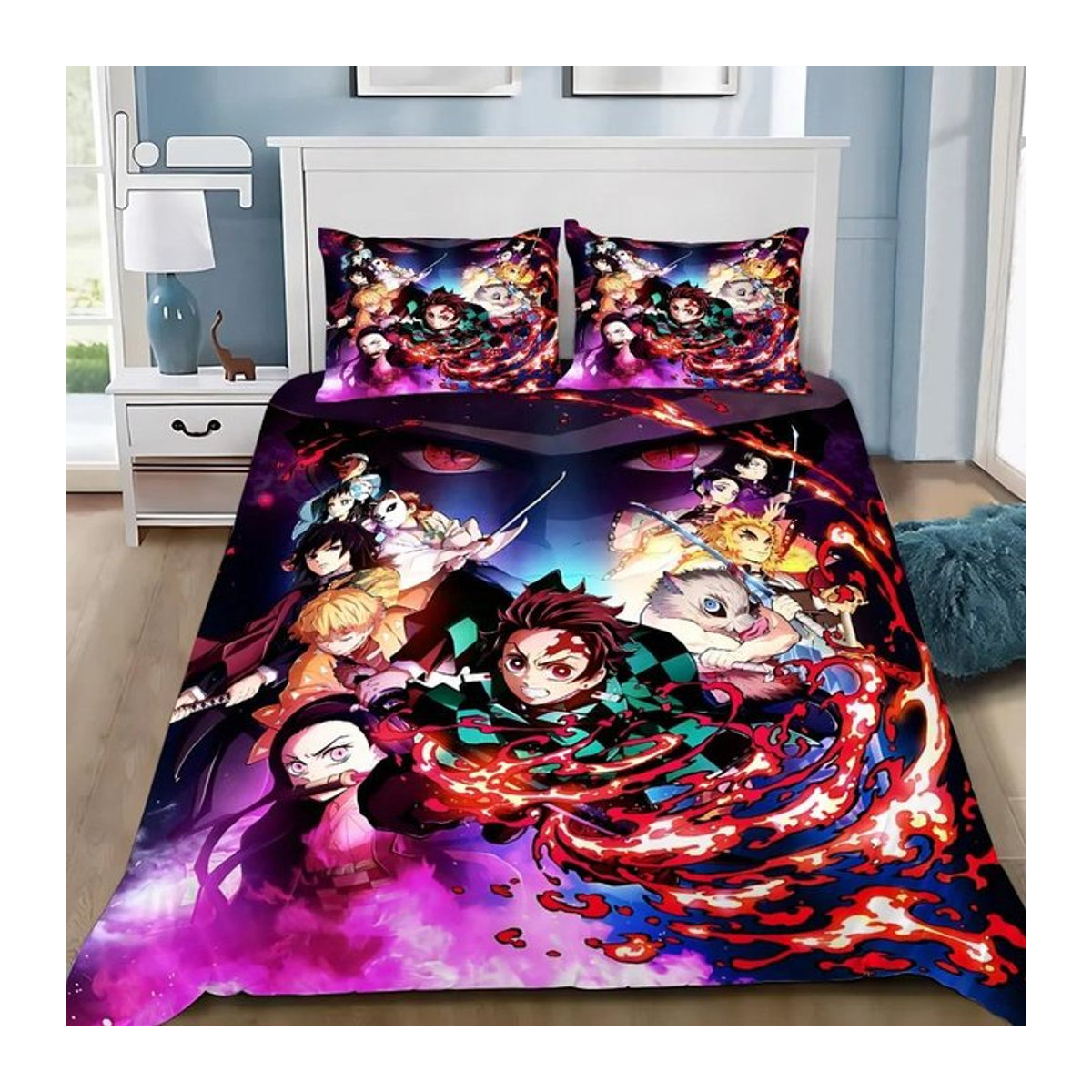 Bettwäscheset Demon Slayer 3D Digitaldruck Muichiro Tokito Anime Design von JMG Household Supplies, mehrfarbig, B/H: 155 x 220 cm - Bild 1