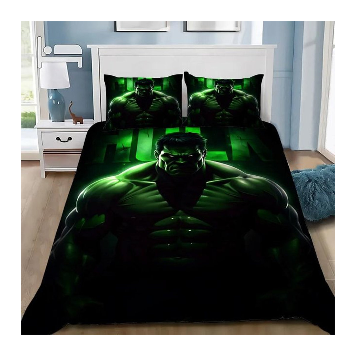 Bettwäscheset Die Hulks mit Bettbezug und Kissenbezug, Grün, B/H: 155 x 220 cm - Bild 1