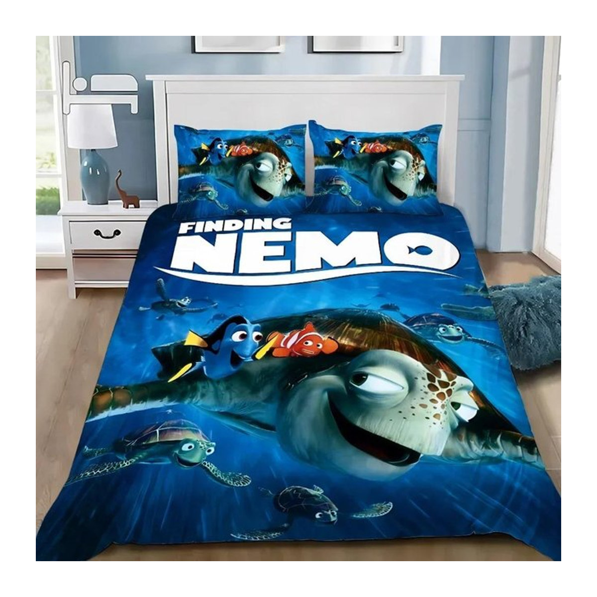 Bettwäscheset Findet Nemo mit Bettbezug und Kissenbezug, Blau, 3-teilig, B/H: 200 x 200 cm - Bild 1