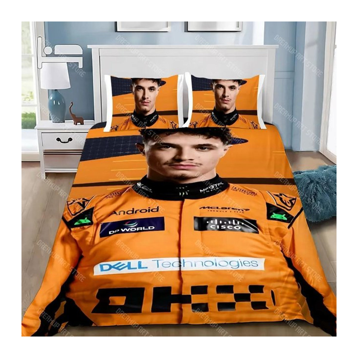 Bettwäscheset Lando und Norris in Orange mit Bettbezug und Kissenbezug, B/H: 155 x 215 cm - Bild 1