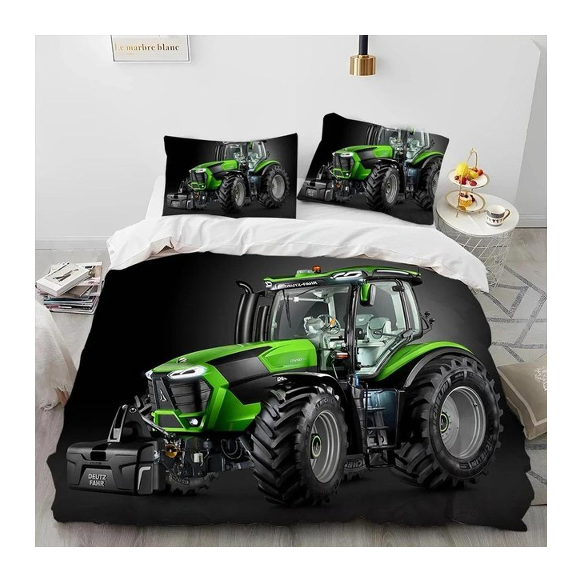 Bettwäscheset mit 3D-Druck Motiv Auto Traktor LKW Serie von Binchi Outdoor Product in Schwarz, B/B: 240 x 210 cm - Bild 1