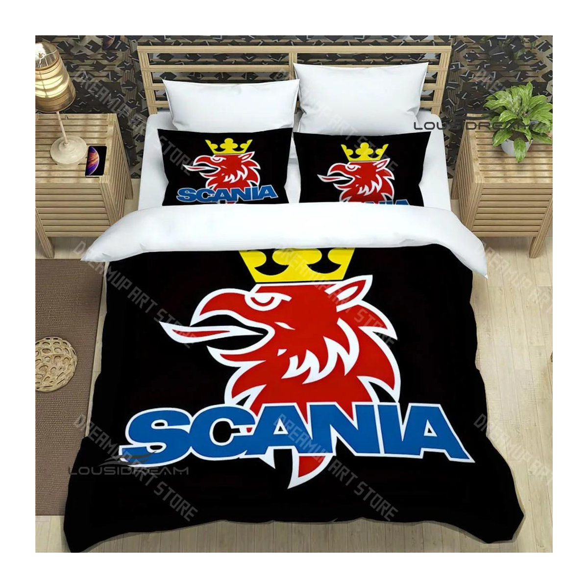 Bettwäscheset mit 3D Scania Logo Druck in Schwarz, Bettbezug und Bettdecke, EU Single, Breite: 135 cm, Länge: 200 cm - Bild 2