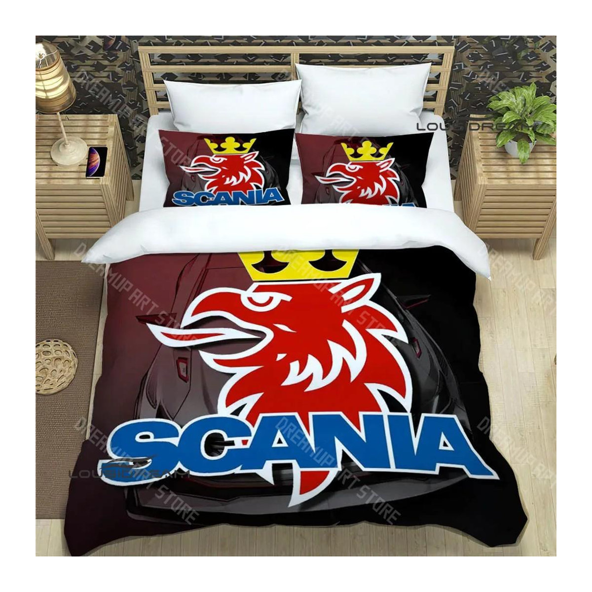 Bettwäscheset mit 3D Scania Logo Druck in Schwarz, Single, B/H: 140 x 210 cm - Bild 1