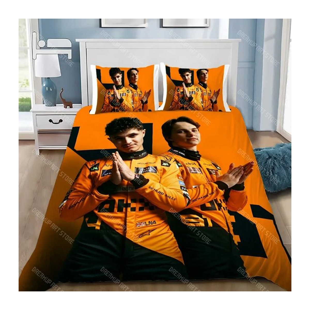 Bettwäscheset mit Bettbezug und Kissenbezug F1 Lando Norris Design in Orange, Größe AU King, B: 245 cm x H: 210 cm - Bild 1