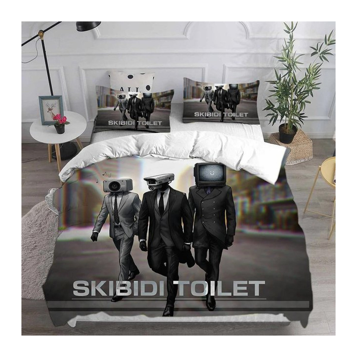 Bettwäscheset Skibidi Toilet & Arale von JMG Household Supplies, mehrfarbig, Bettbezug und Kissenbezug, B/H: 200 x 200 cm - Bild 1