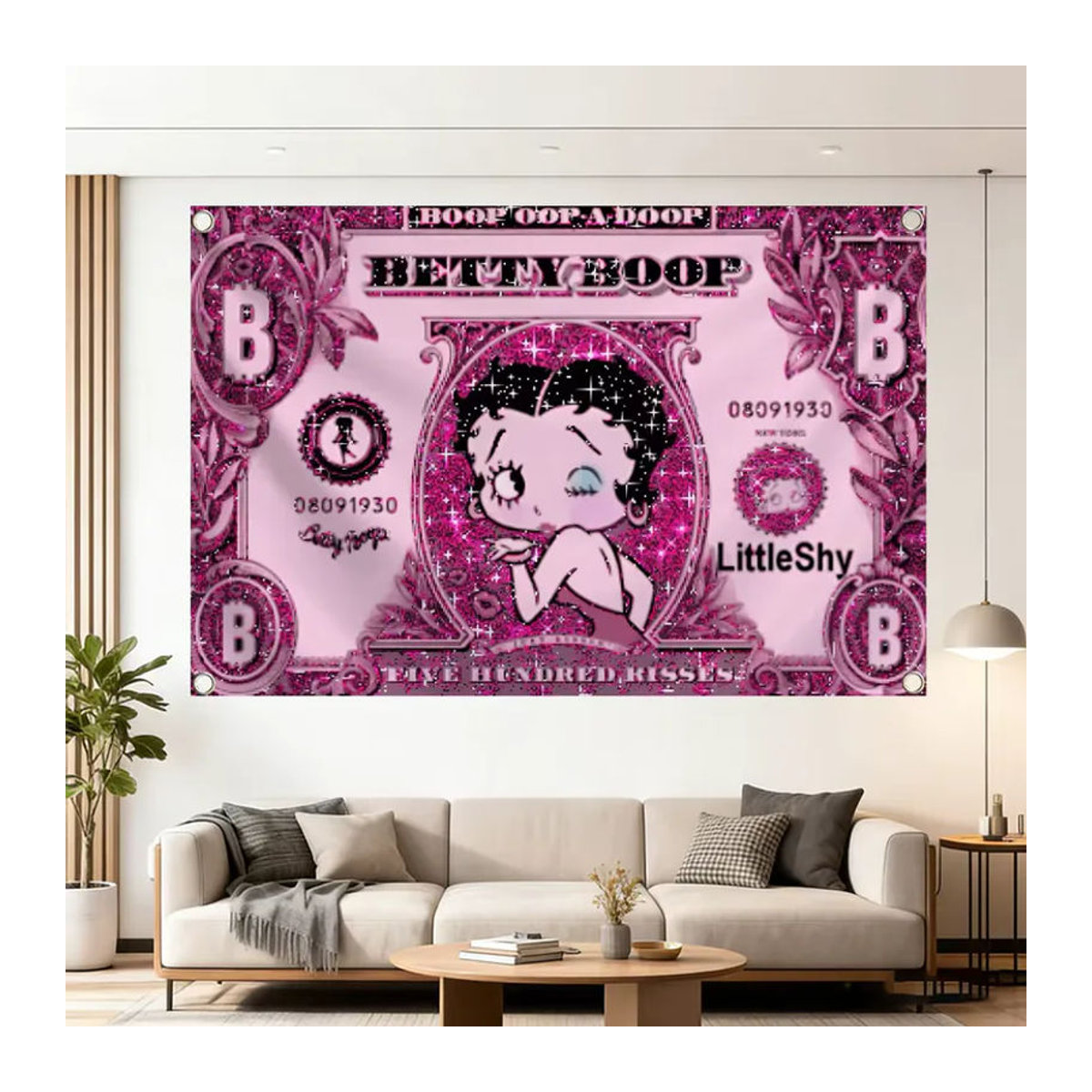 Betty Boop Cartoon Wimpel Dekoration aus Textil, mehrfarbig, B/H: 60 x 40 cm - Bild 2