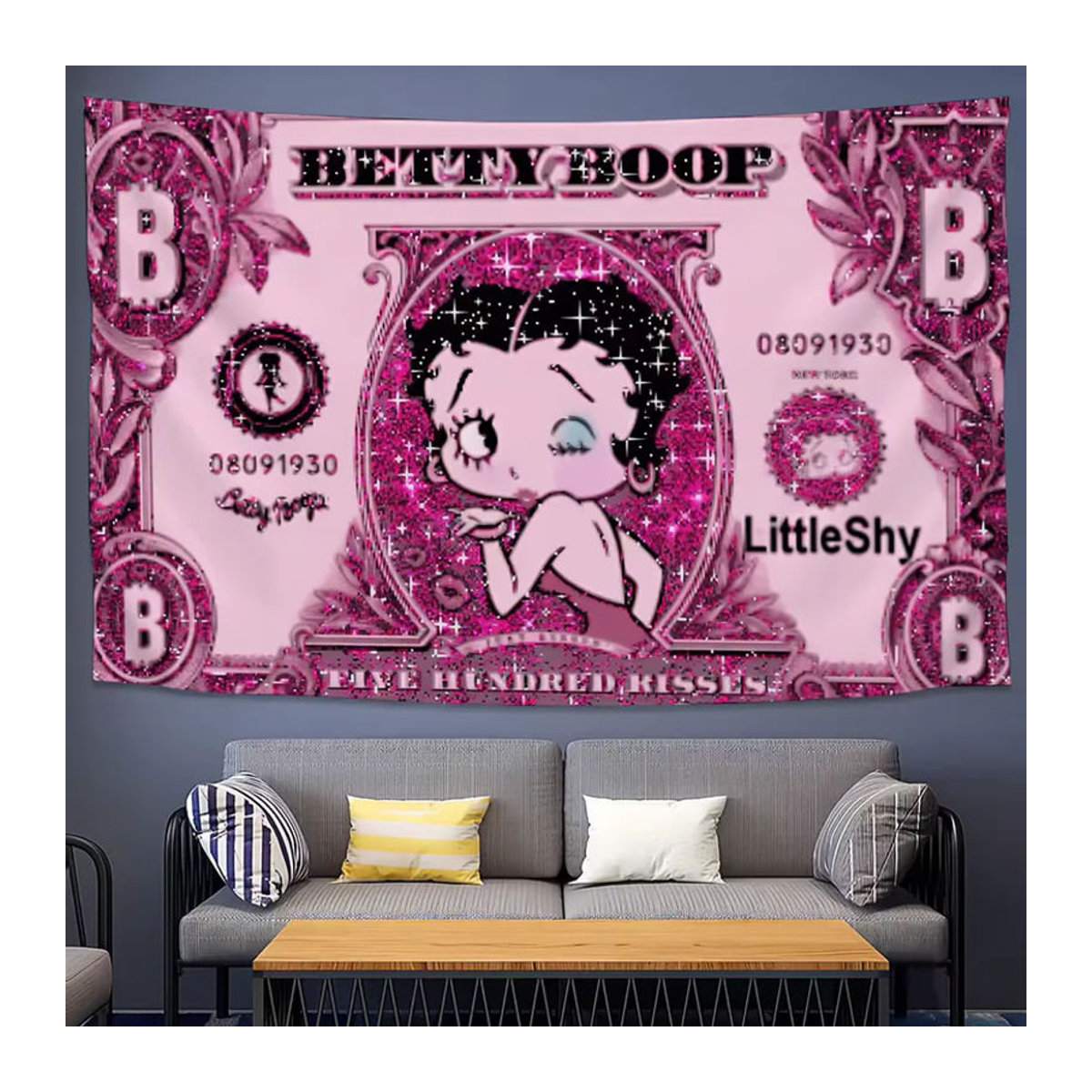 Betty Boop Cartoon Wimpel Dekoration aus Textil, mehrfarbig, B/H: 60 x 40 cm - Bild 5