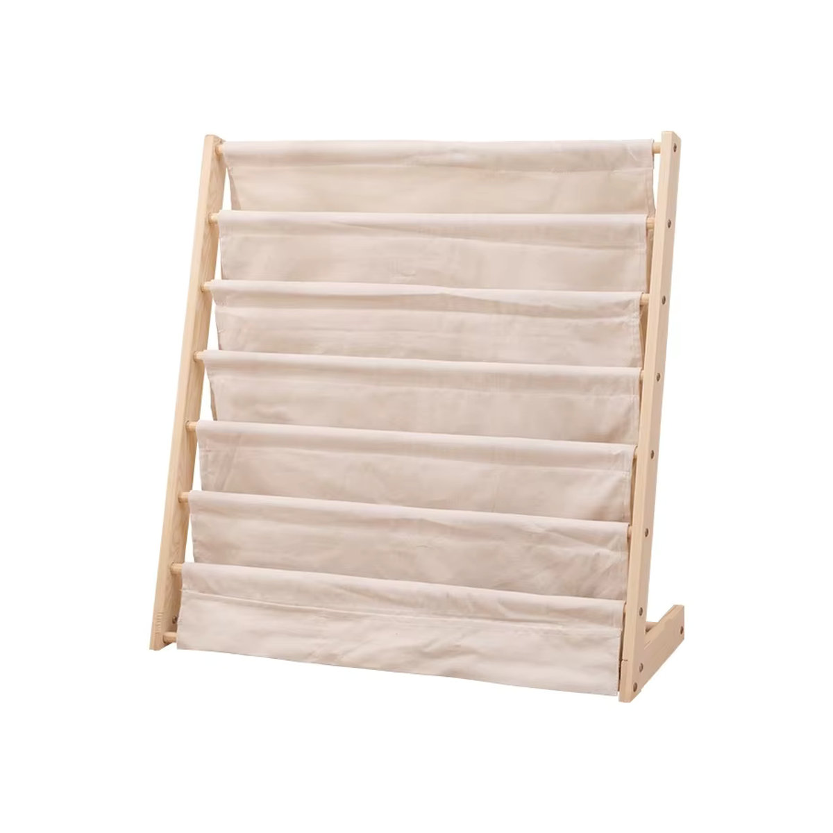 Bewegliches Kinder-Bücherregal aus Holz in Beige und Natur, skandinavisches mehrschichtiges Aufbewahrungsregal für Kinderbücher und Spielzeug, freistehend - Bild 4