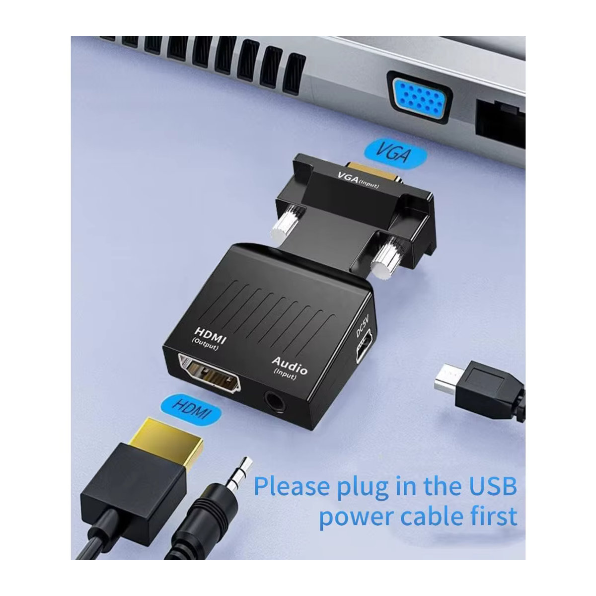 BGGQGG VGA zu HDMI Adapter Konverter für PC und Laptop zu HDTV und Projektor, 1080P, Schwarz - Bild 4