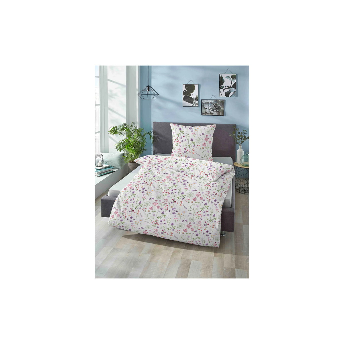 BIBERNA Linon Bettwäsche Weiss, B/H: 135 x 200 cm und 80 x 80 cm - Bild 2