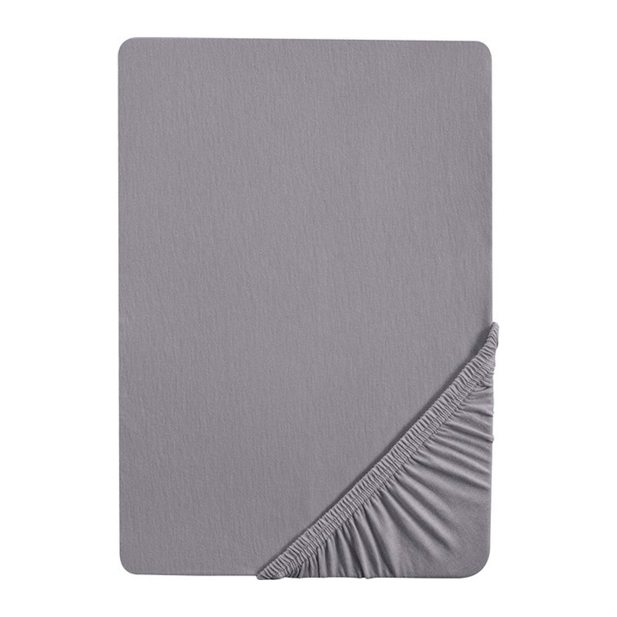 BIBERNA Premium Jersey-Elasthan Spannbettlaken in Silbergrau, B/T: 140 x 160 cm, H: 200 cm - Bild 1