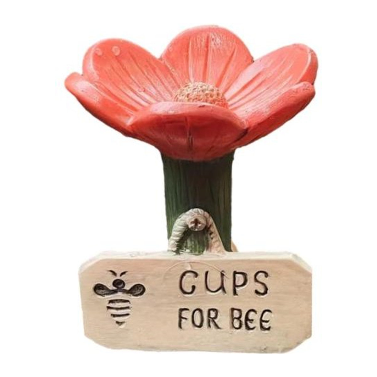 Bienen-Trinkstation Hello Garden aus Keramik in Rot, Blumenförmige Bienenfreundliche Schale für den Garten - Bild 1