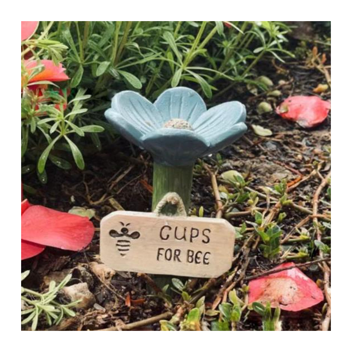 Bienen-Trinkstation Hello Garden aus Keramik in Rot, Blumenförmige Bienenfreundliche Schale für den Garten - Bild 5