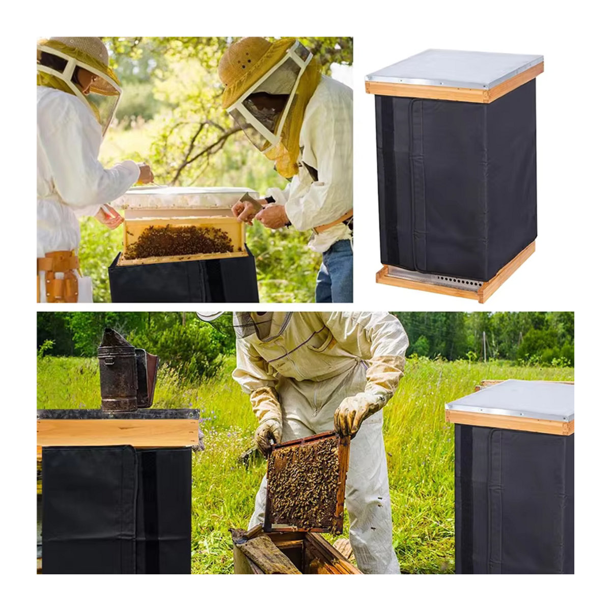 Bienenstock-Isolierwickel für den Winter, winddicht und wasserdicht, Schwarz, B/H: 191 x 60 cm - Bild 4