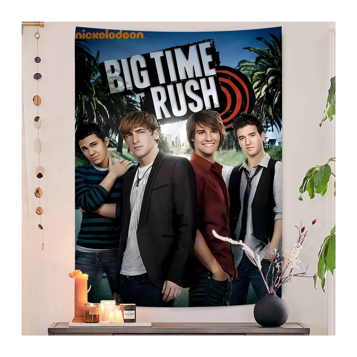 Big Time Rush Wandbehang BTR Cartoon Tapisserie als ästhetische Textil-Dekoration für dein Zuhause, mehrfarbig - Bild 2
