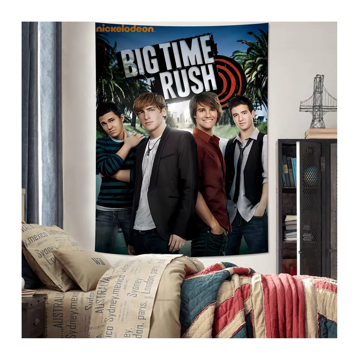 Big Time Rush Wandbehang BTR Cartoon Tapisserie als ästhetische Textil-Dekoration für dein Zuhause, mehrfarbig - Bild 4