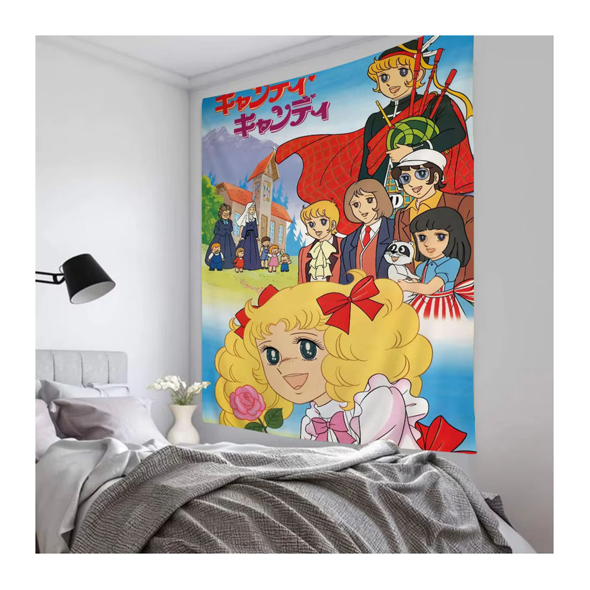 Bilibili Anime Candy Candy Wandteppich im Bohemian Stil mit Mandala und floralem Blätter-Design, mehrfarbig, Textil Wandbehang - Bild 3