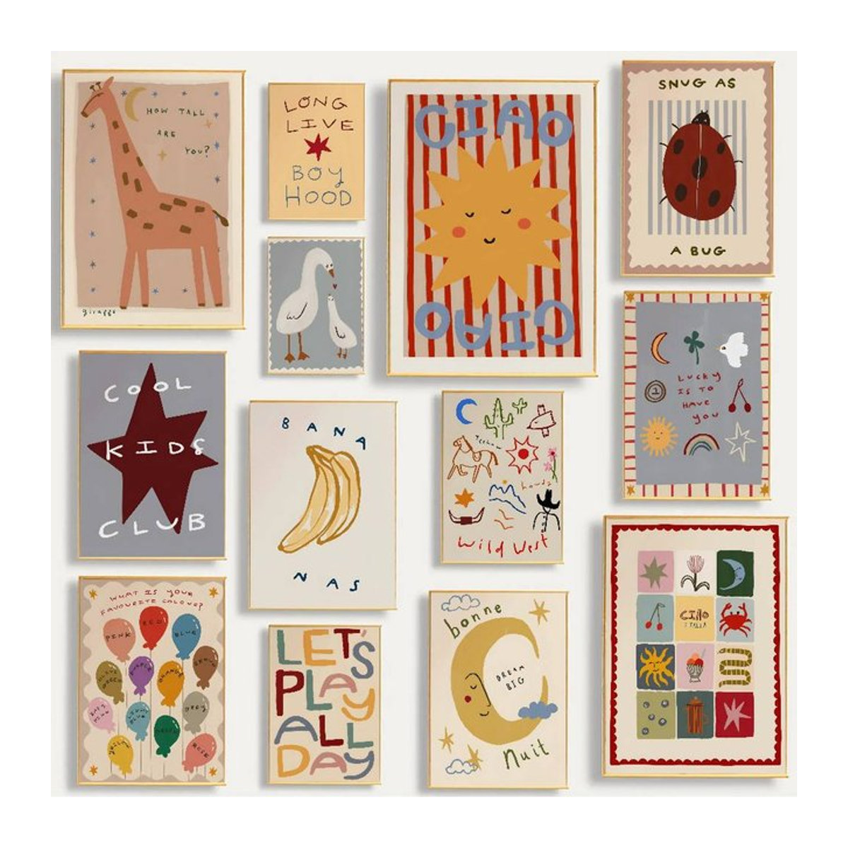 Bilibili Cartoon Illustration Poster Mehrfarbig Rahmenloses Papier für Kinder Schlafzimmer und Café - Bild 1
