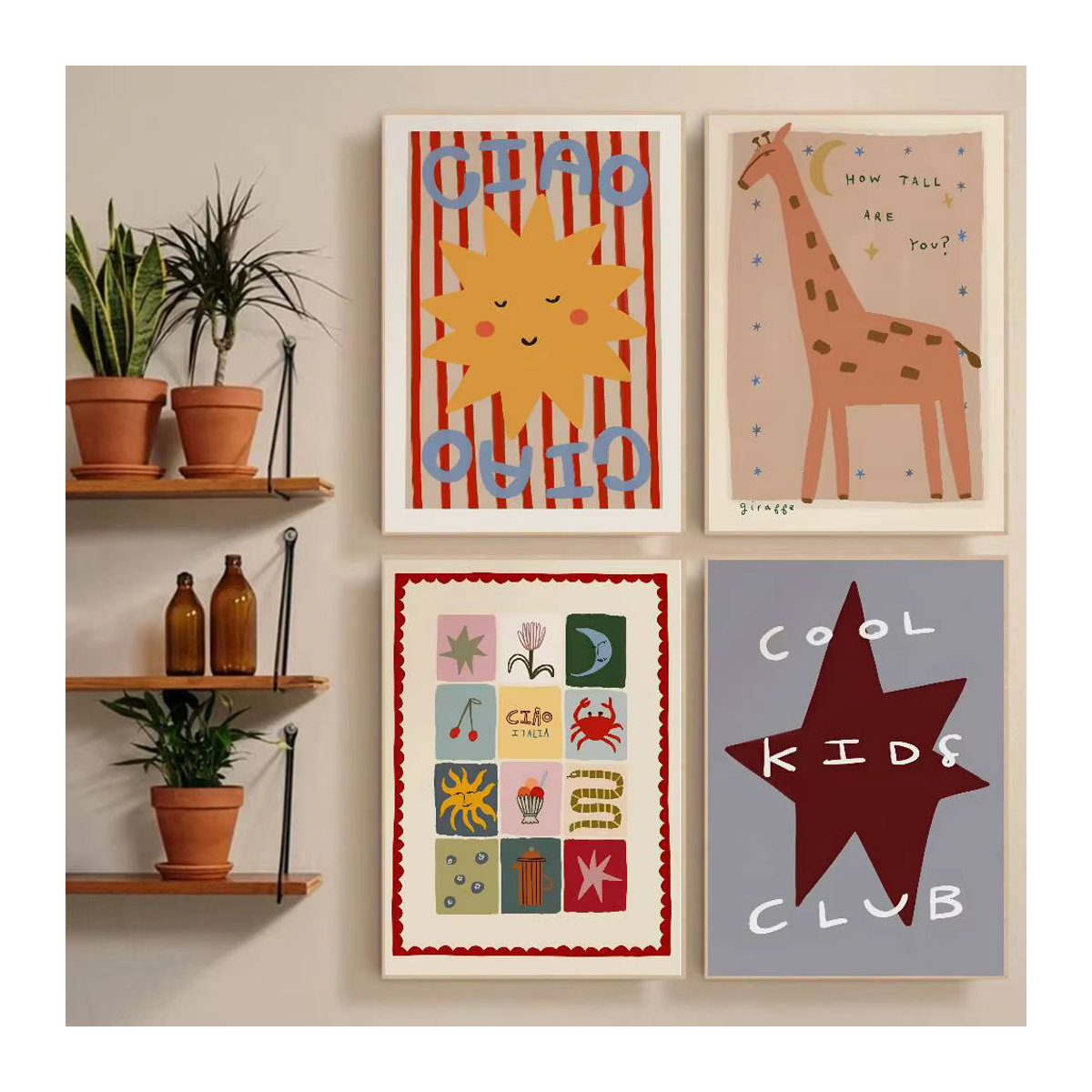 Bilibili Cartoon Illustration Poster Mehrfarbig Rahmenloses Papier für Kinder Schlafzimmer und Café - Bild 3