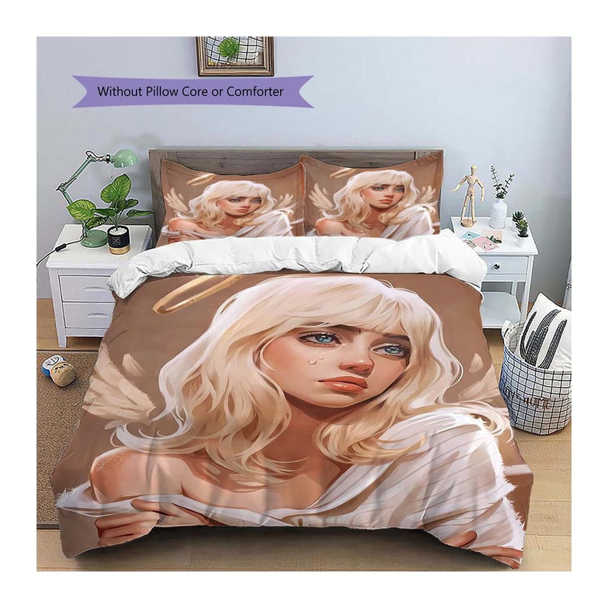 Billie Eilish Muster Bettwäsche Set mit Bettbezug und 2 Kissenbezügen, mehrfarbig, B/H: 220 x 240 cm - Bild 6