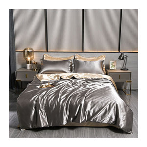Bin Chi Textiles Luxus-Bettwäsche-Set aus natürlicher Maulbeerseide mit Spannbettlaken in Schwarz, 3-teilig, B/H: 150 x 200 cm