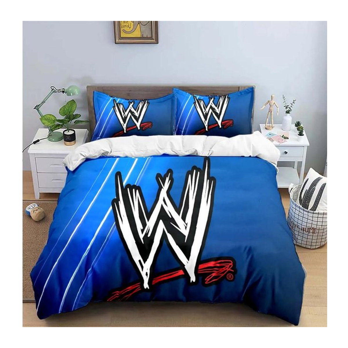 Binchi Fitness Bettwäscheset Wrestling Mode mit 3D-Druck, Blau, B/H: 135 x 200 cm - Bild 1