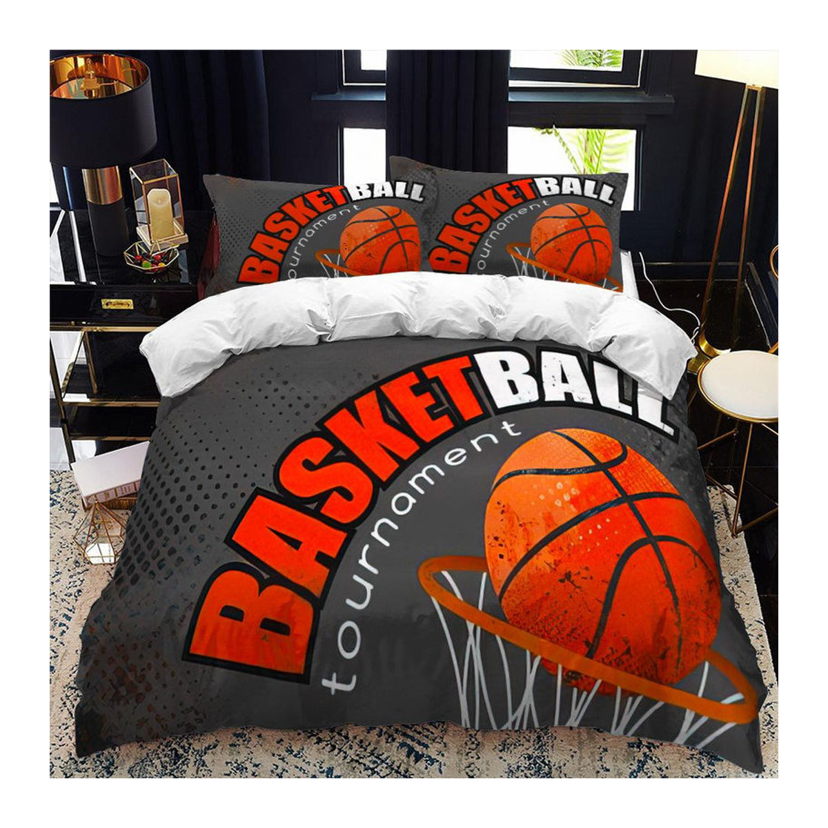 Binchi Fitness Kinder Basketball Bettwäscheset 3D Sportthema in Mehrfarbig, B/H: 245 x 210 cm - Bild 2